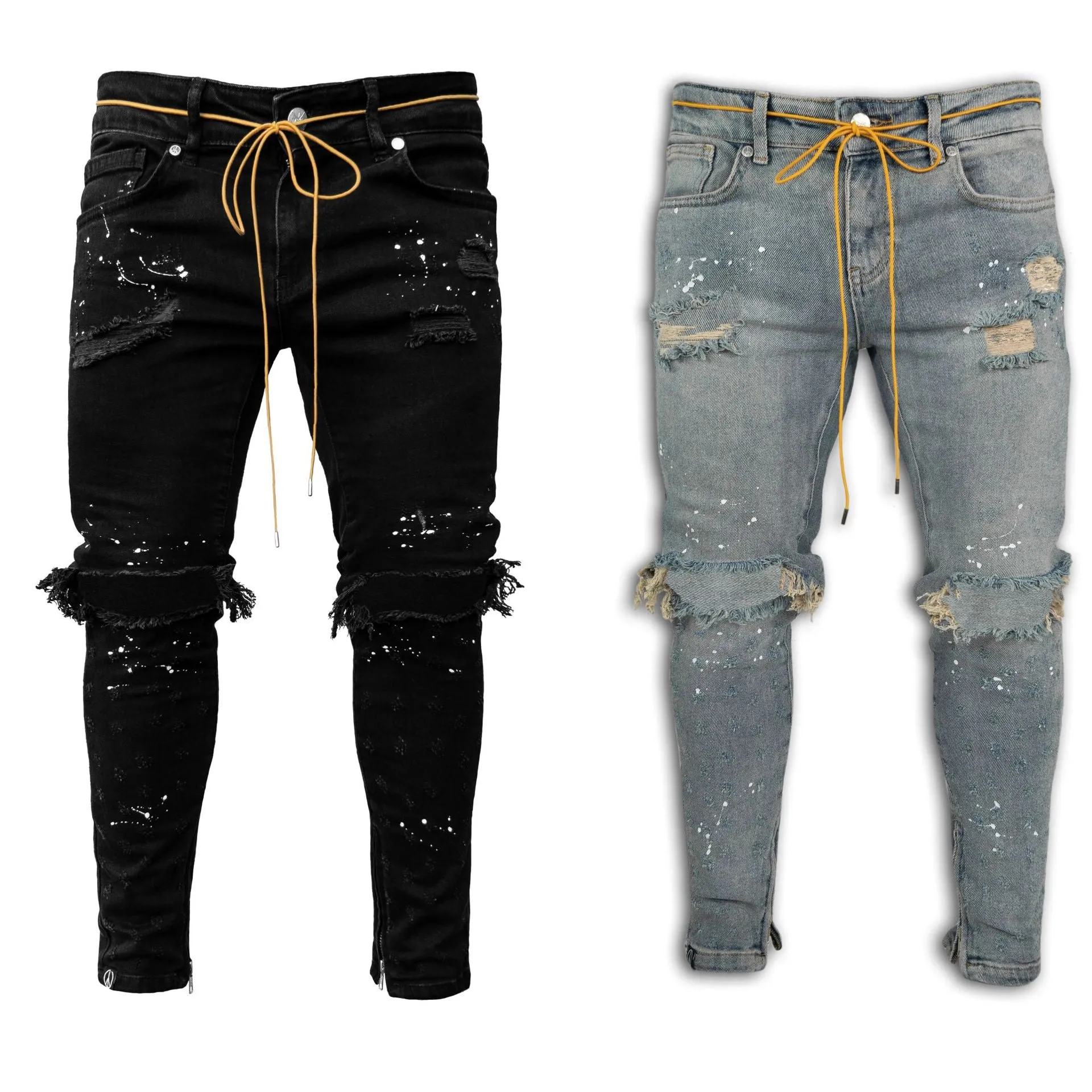 Men Stretch Destroyed Ripped Fashion Skinny Jeans