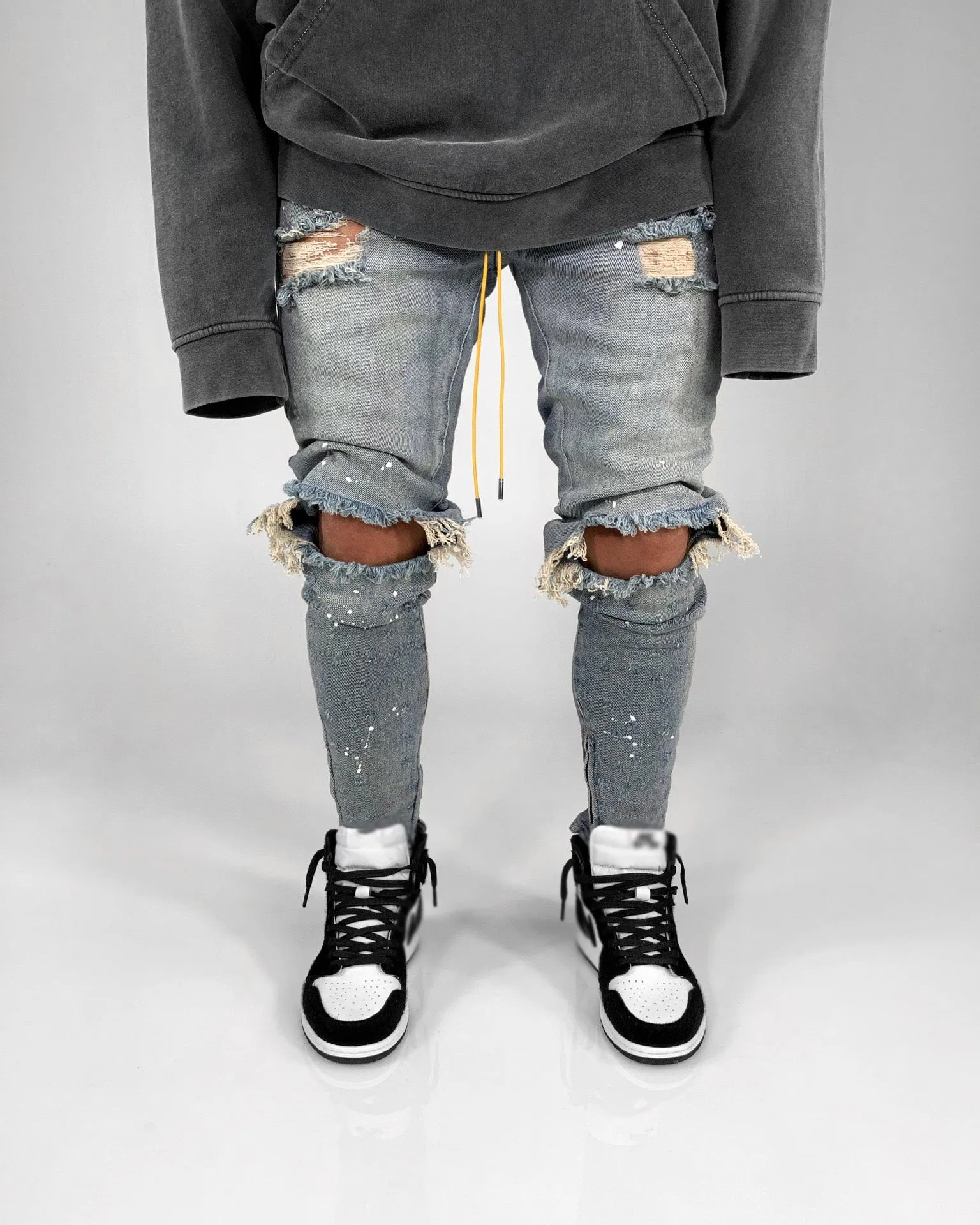 Men Stretch Destroyed Ripped Fashion Skinny Jeans
