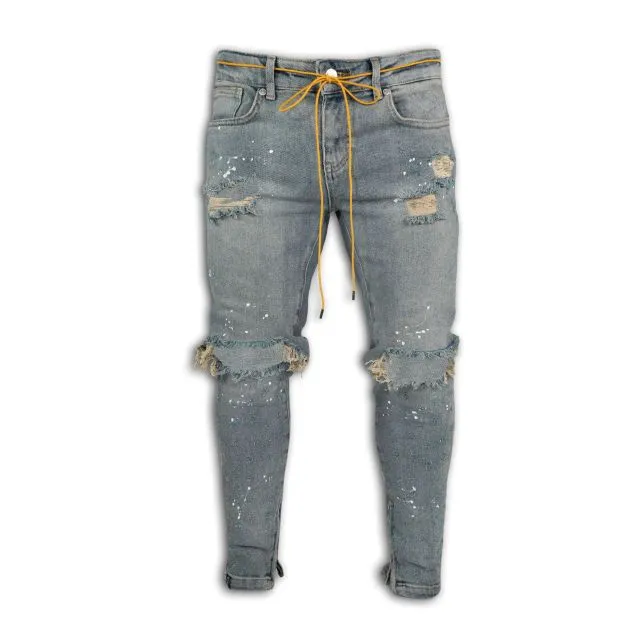 Men Stretch Destroyed Ripped Fashion Skinny Jeans