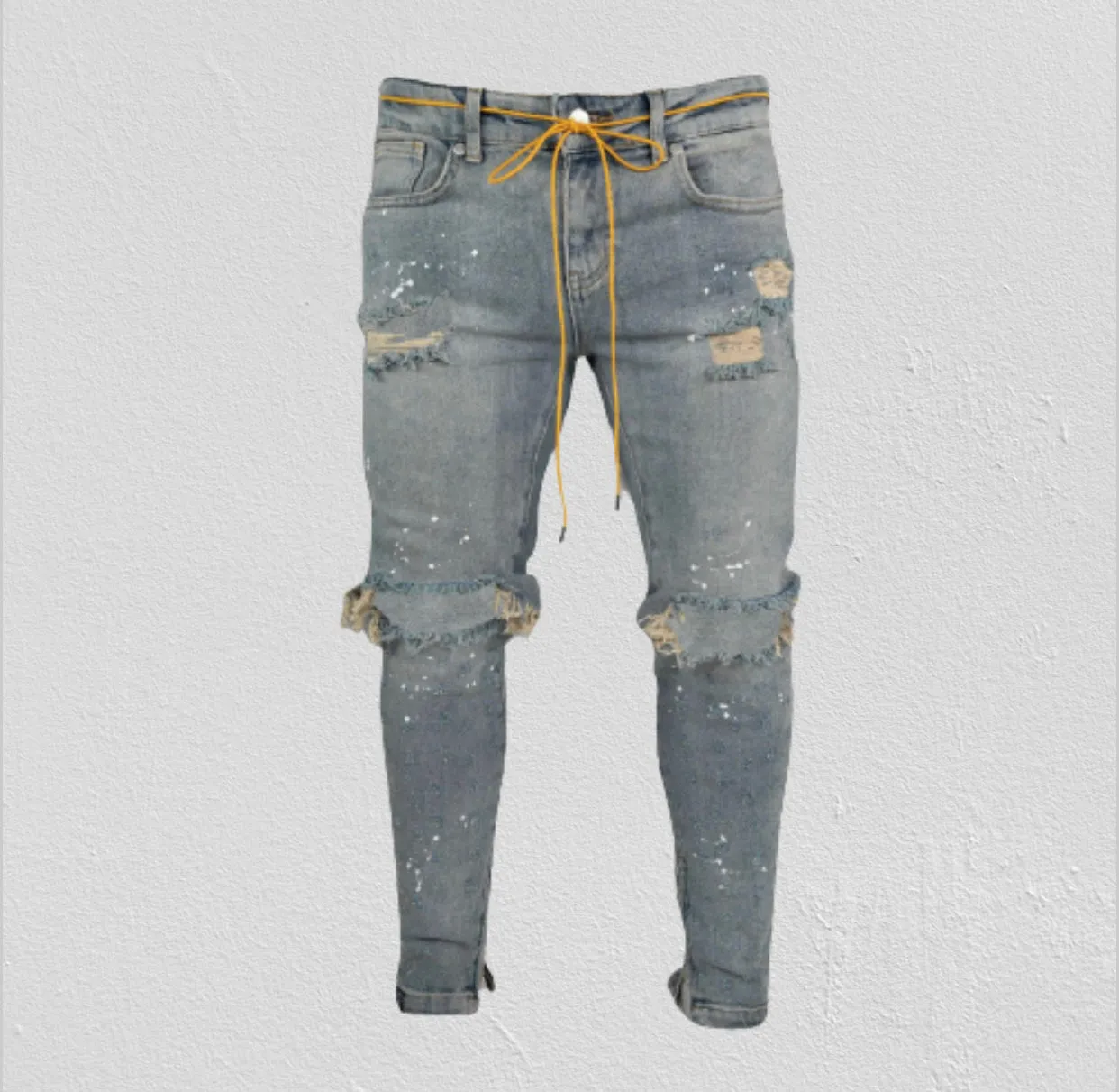 Men Stretch Destroyed Ripped Fashion Skinny Jeans