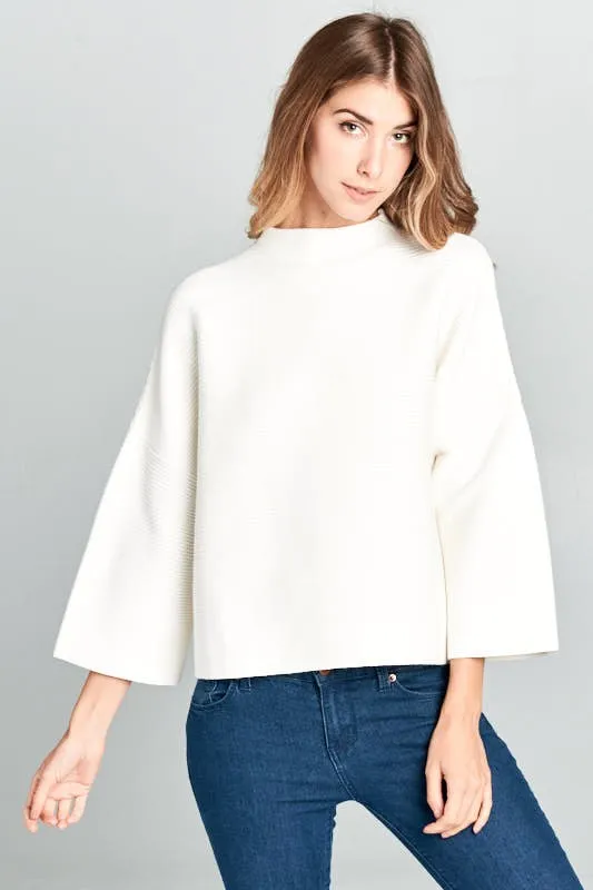 Mock Neck Ribbed Sweater