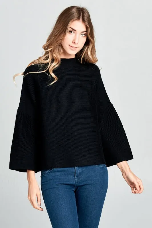 Mock Neck Ribbed Sweater