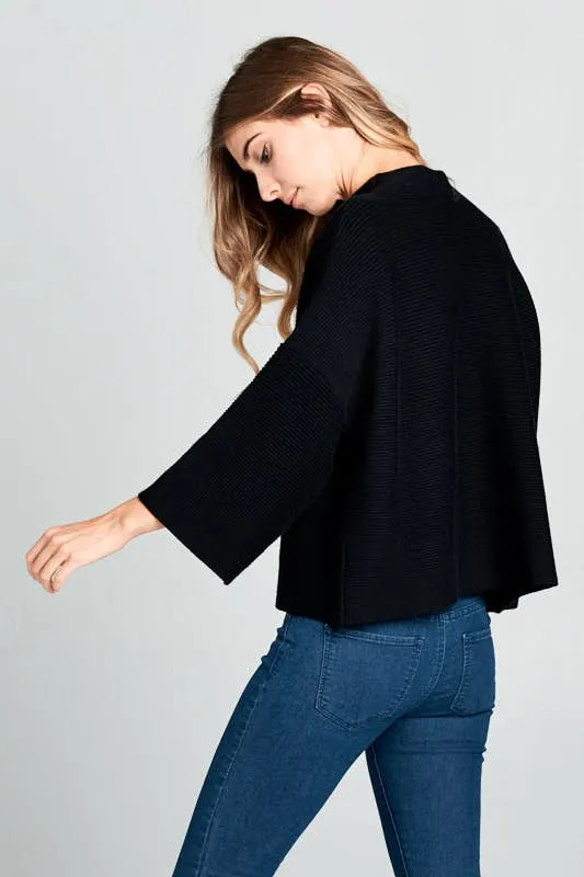 Mock Neck Ribbed Sweater