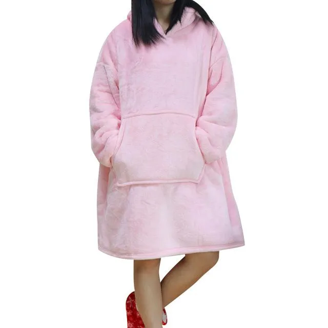 Oversized Hoodie Oversize Winter Fleece Blanket With Sleeves Sweatshirts