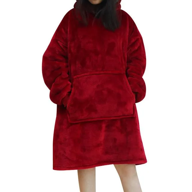Oversized Hoodie Oversize Winter Fleece Blanket With Sleeves Sweatshirts
