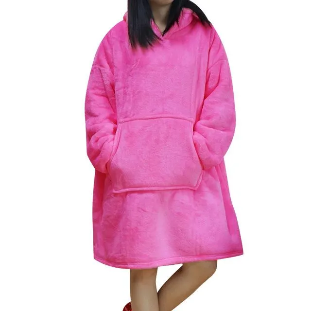 Oversized Hoodie Oversize Winter Fleece Blanket With Sleeves Sweatshirts