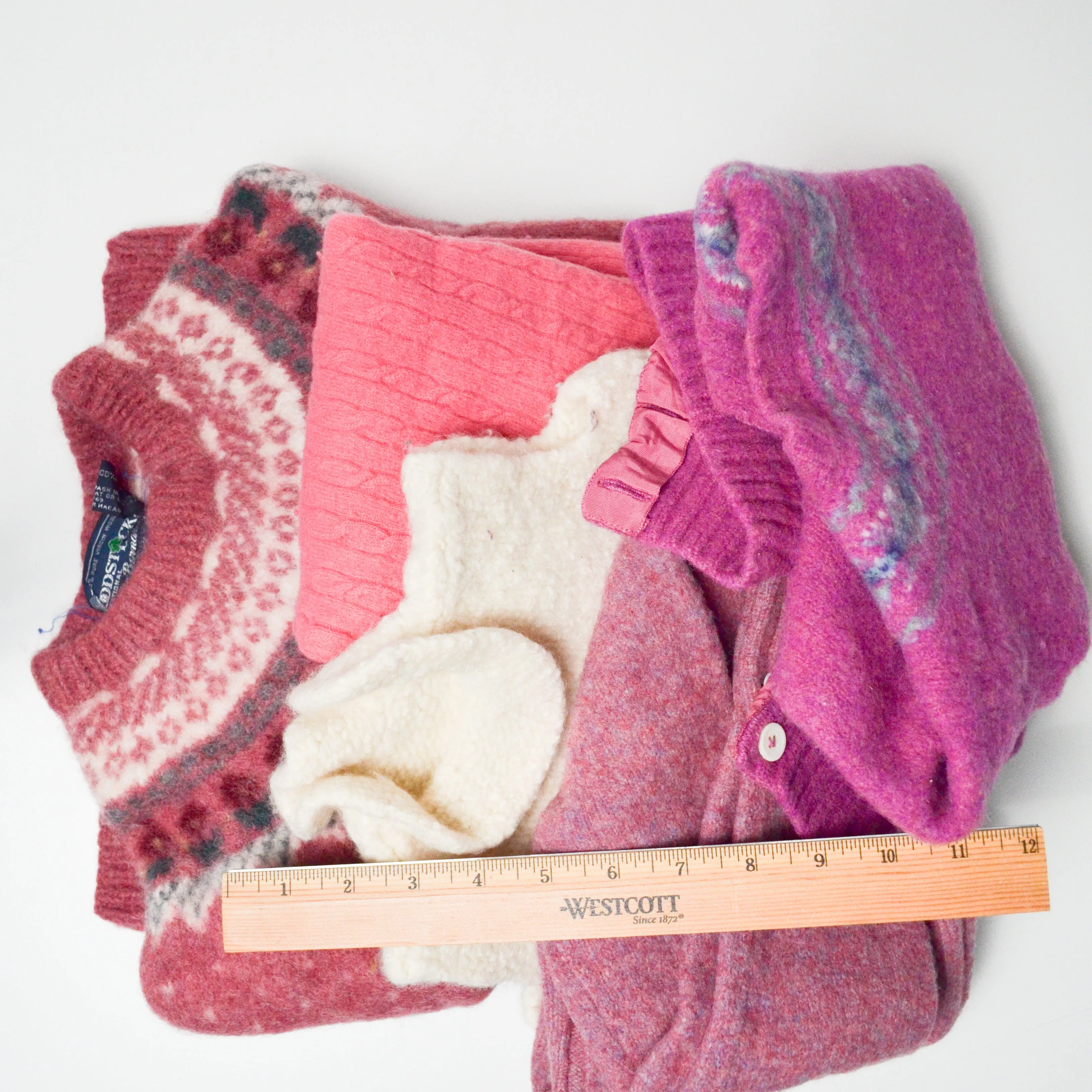 Pink   White Felted Wool Sweater Bundle