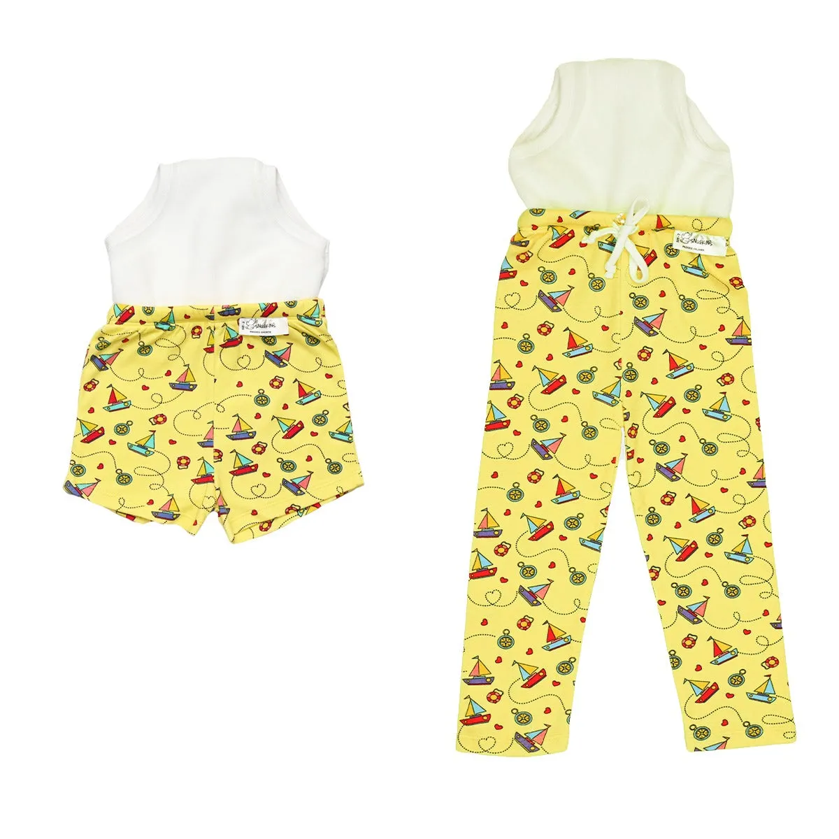 Potty Training Pajamas & Shorts for Toddlers, Boys and Girls - Sailing Hearts