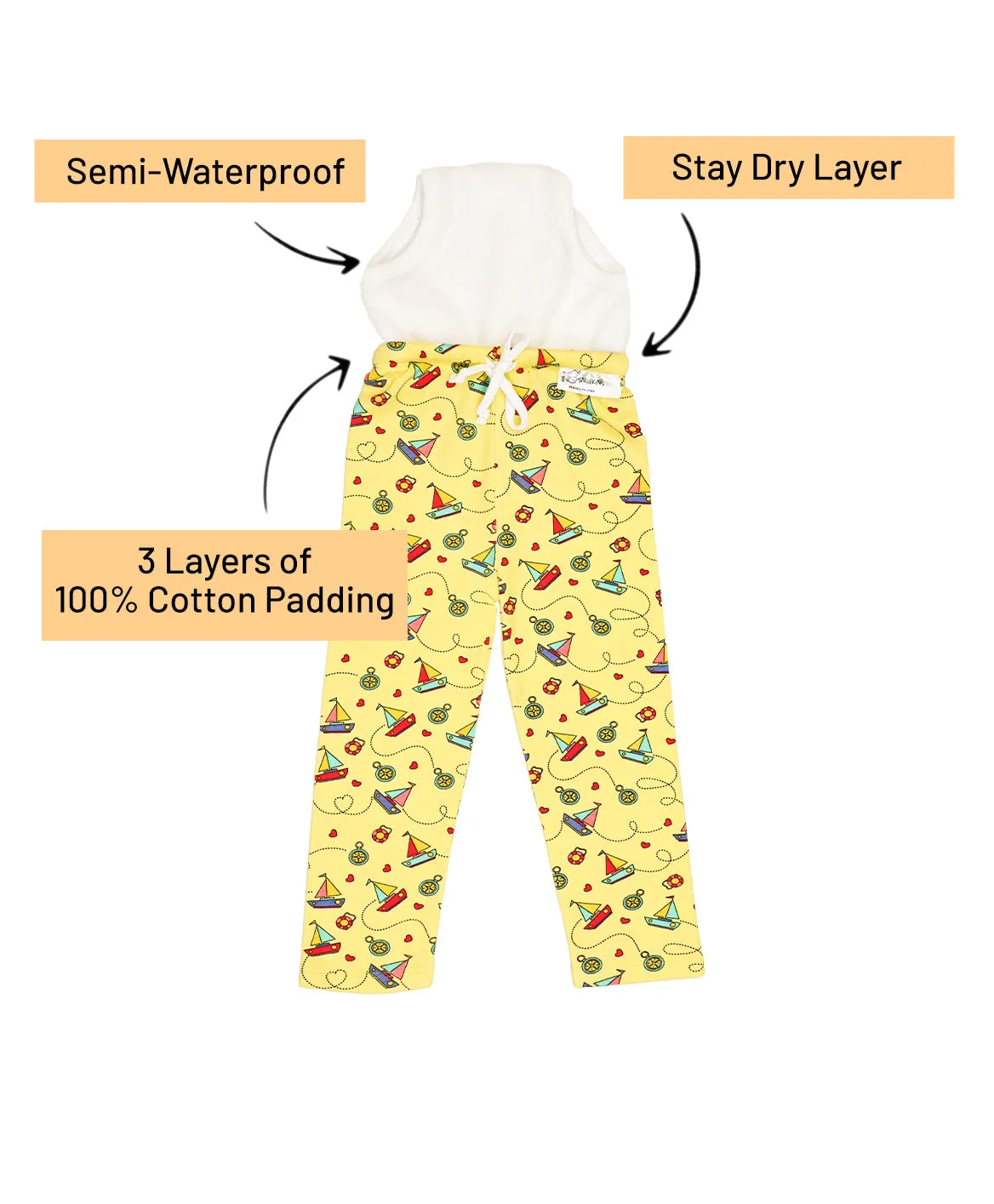 Potty Training Pajamas & Shorts for Toddlers, Boys and Girls - Sailing Hearts