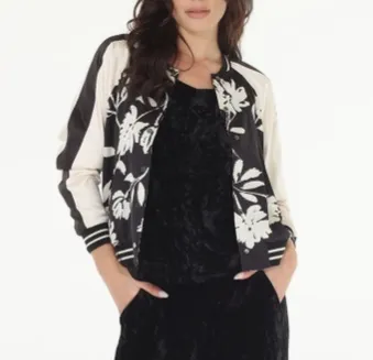Print reversible baseball jacket