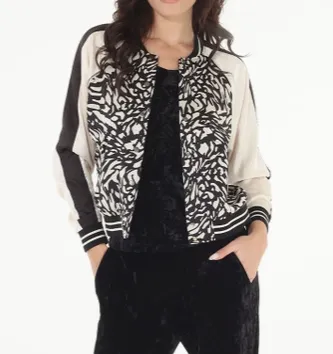Print reversible baseball jacket
