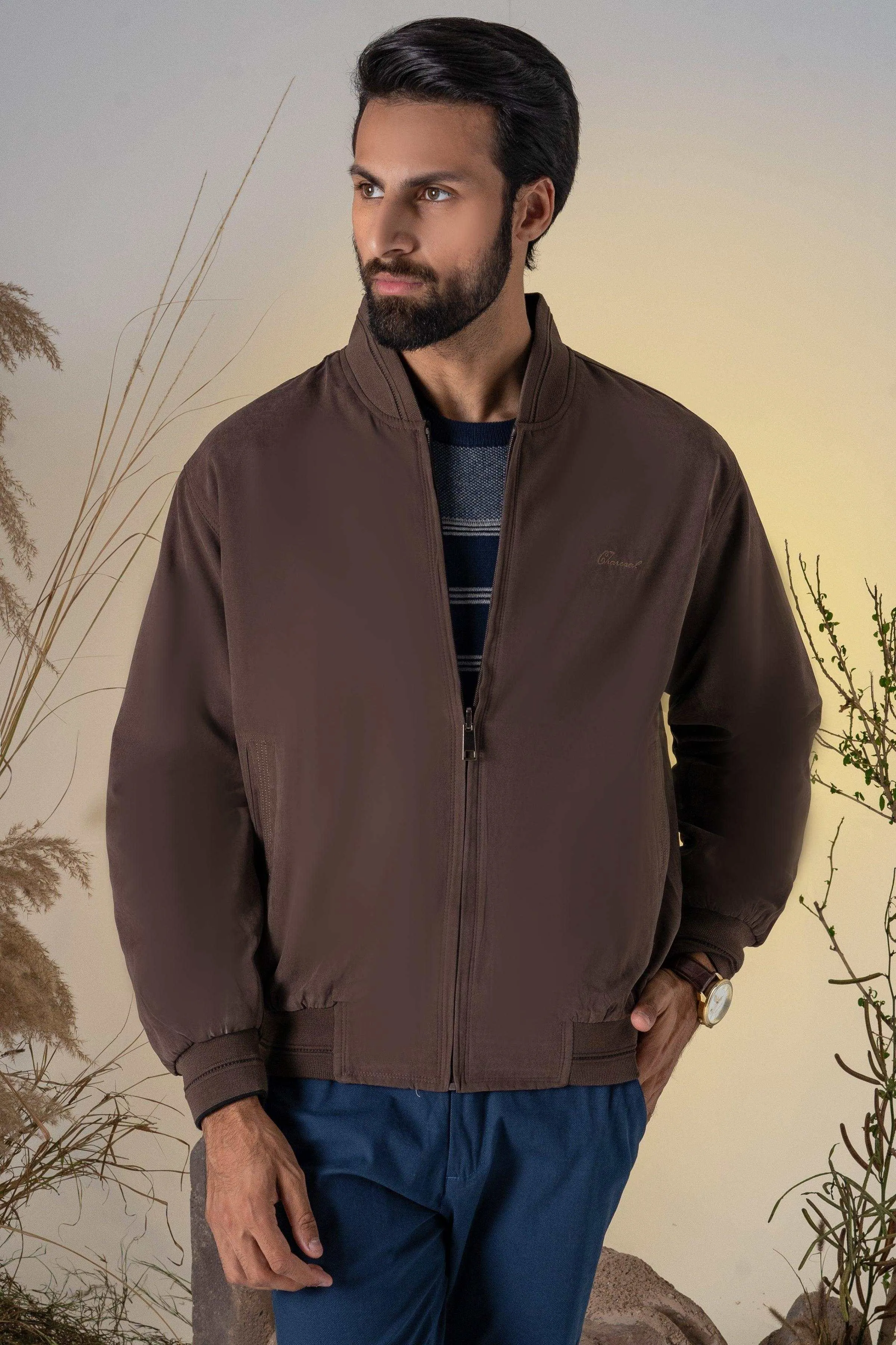REVERSIBLE JACKET FULL SLEEVES BROWN BLACK