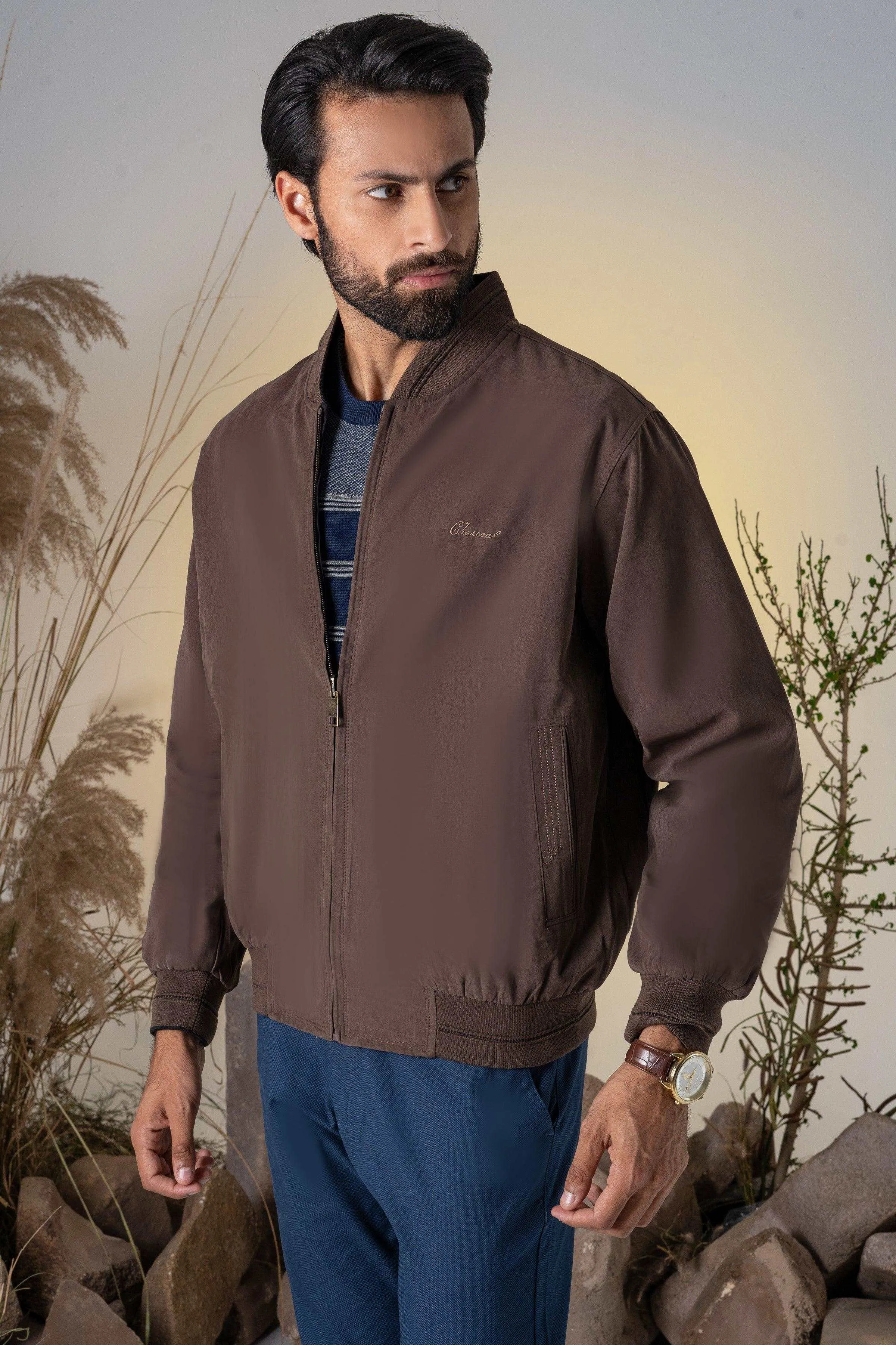 REVERSIBLE JACKET FULL SLEEVES BROWN BLACK