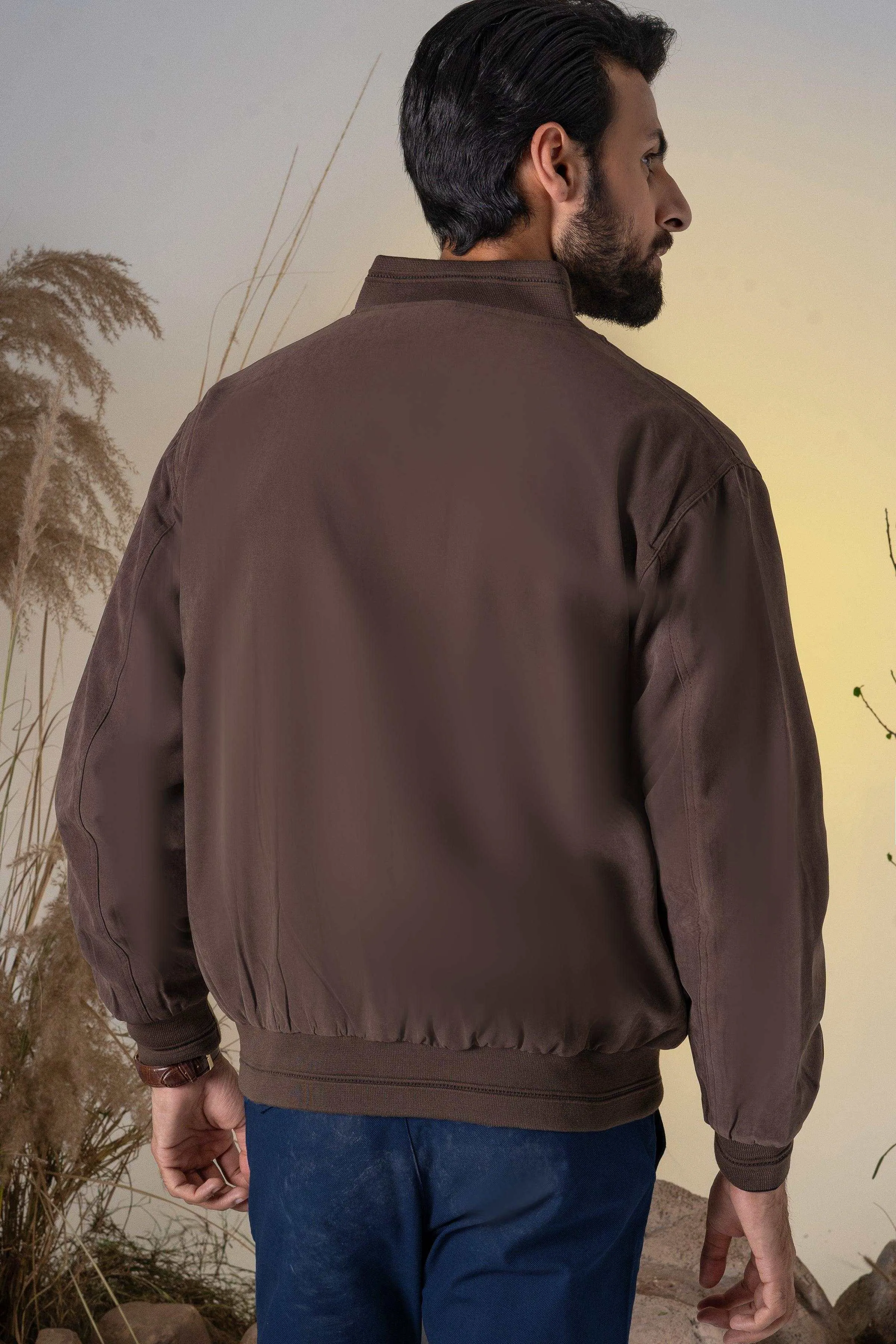 REVERSIBLE JACKET FULL SLEEVES BROWN BLACK