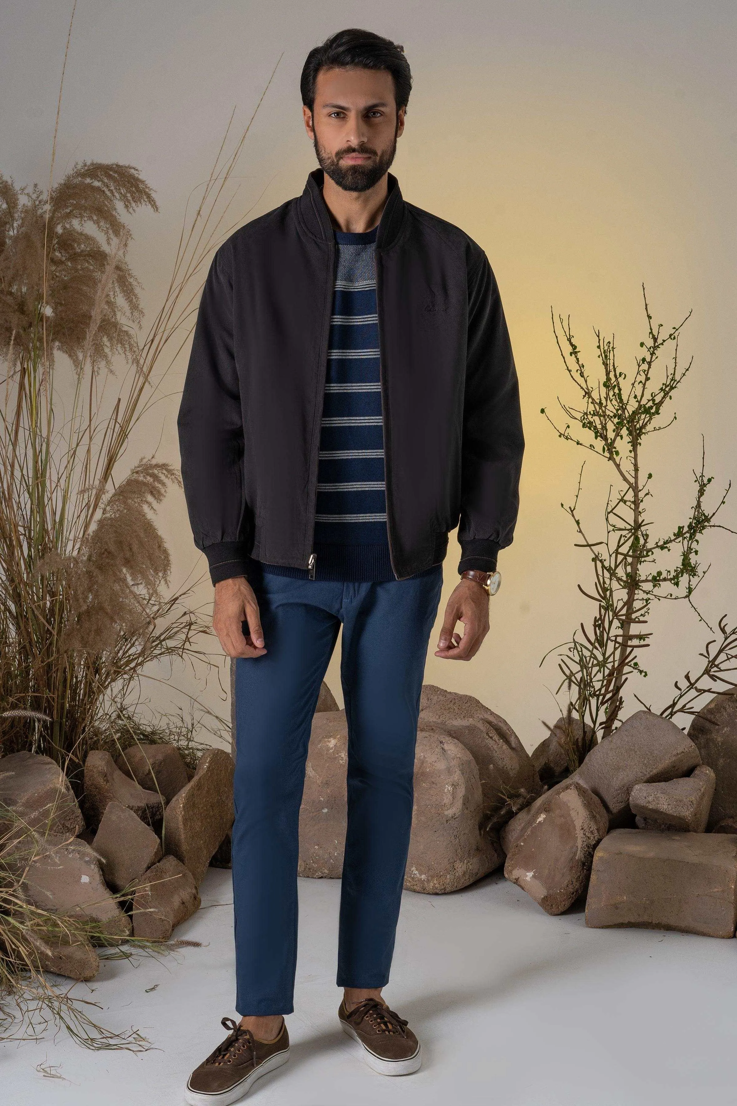REVERSIBLE JACKET FULL SLEEVES BROWN BLACK