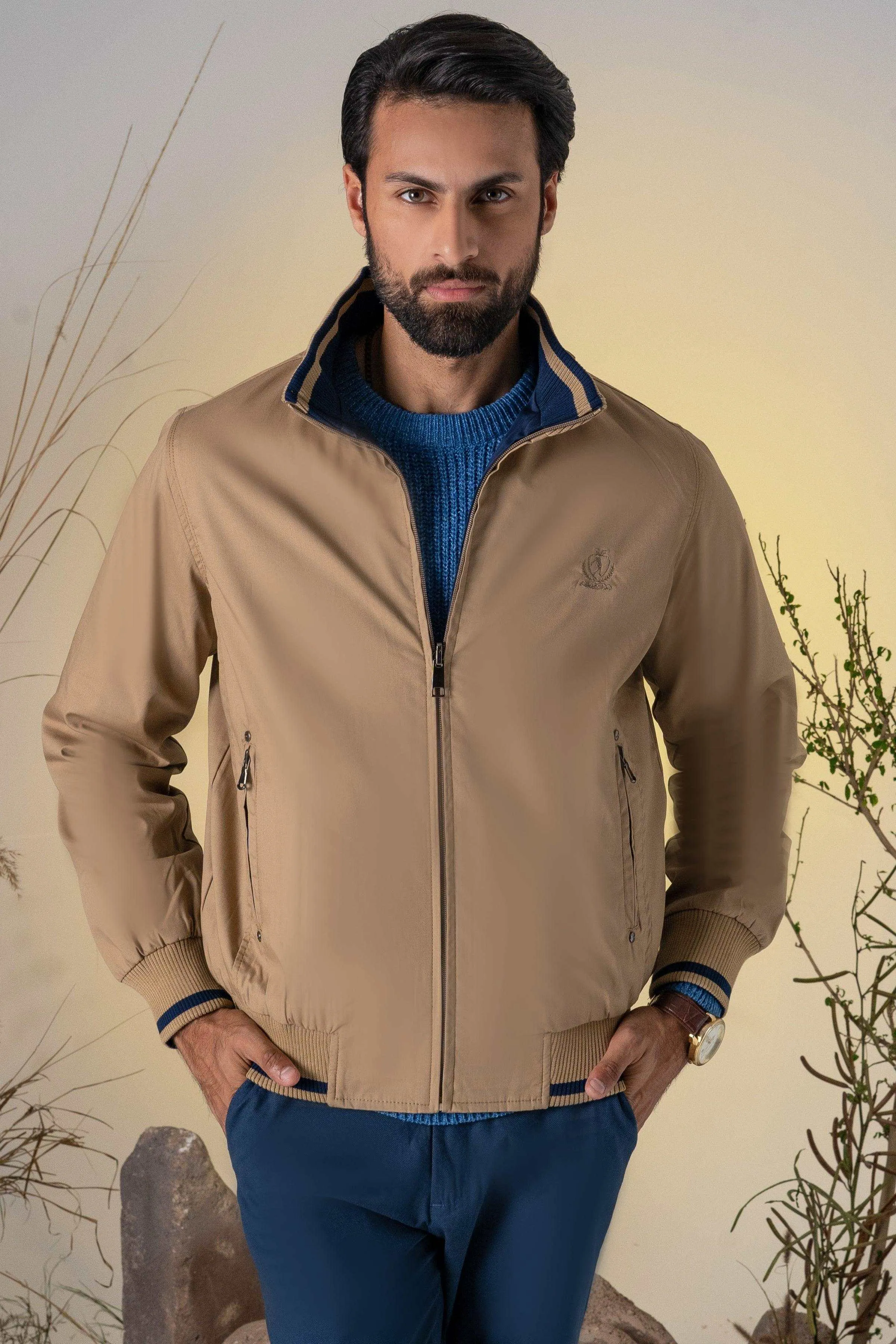 REVERSIBLE JACKET FULL SLEEVES KHAKI GREEN