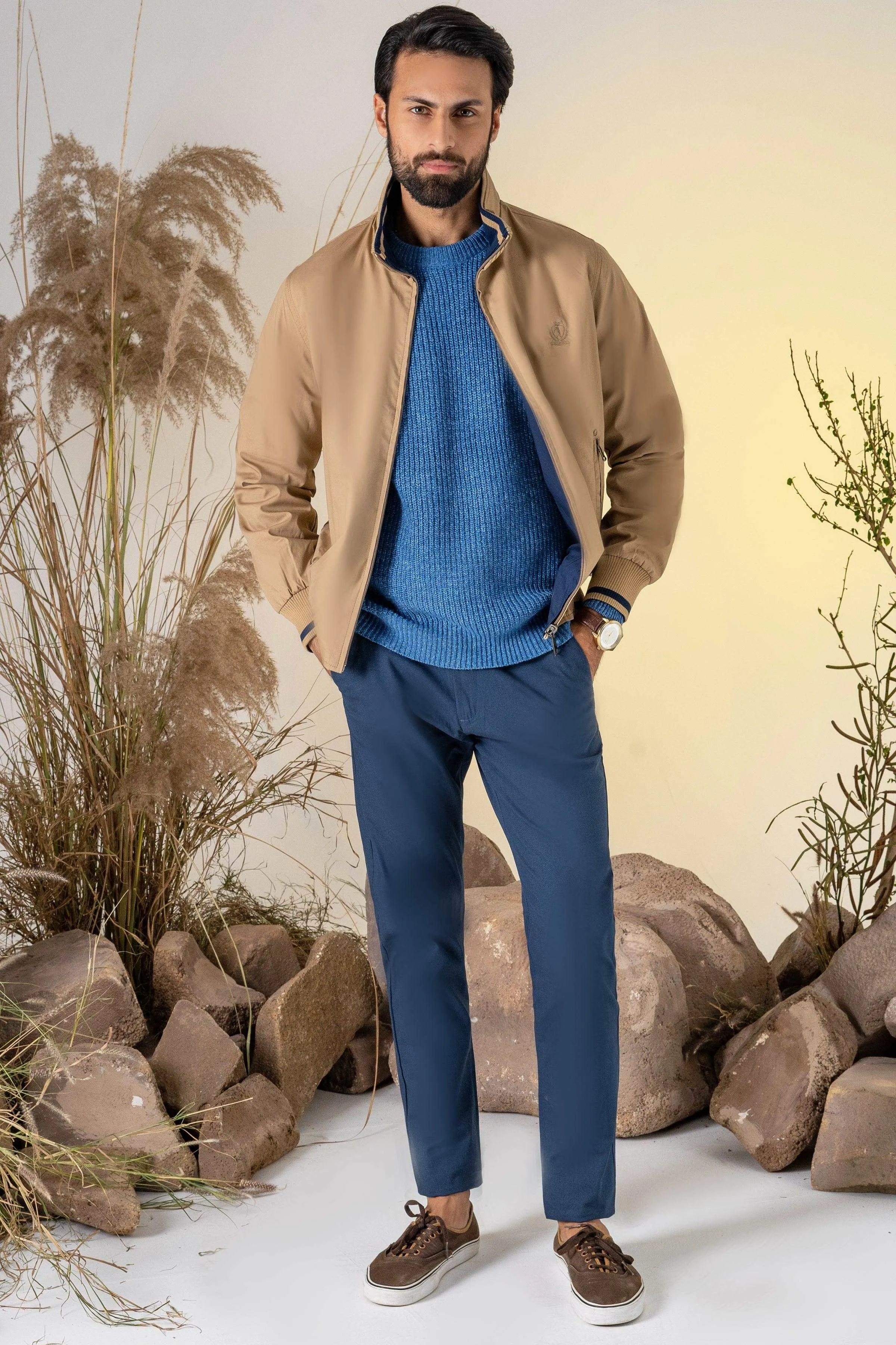 REVERSIBLE JACKET FULL SLEEVES KHAKI GREEN