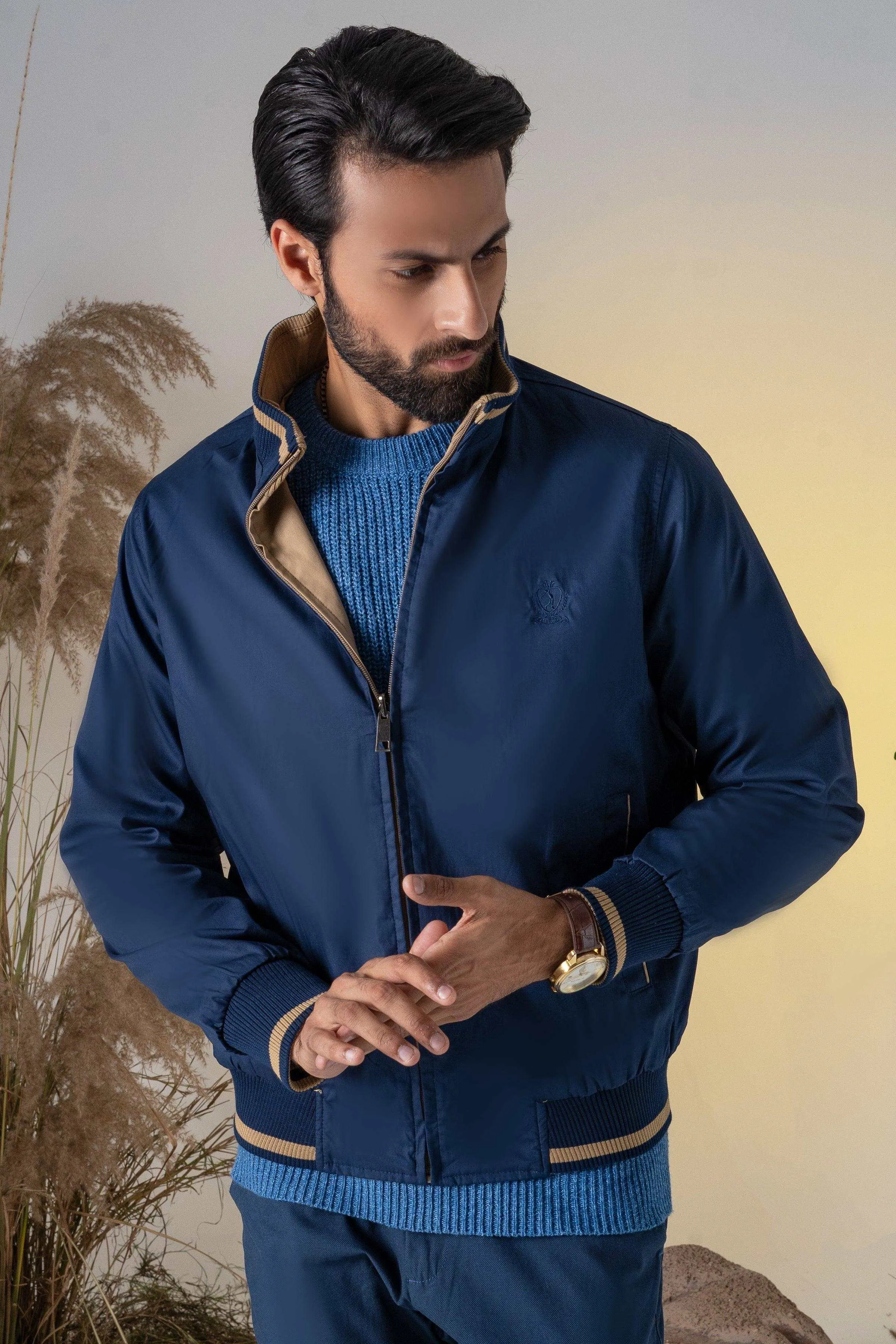 REVERSIBLE JACKET FULL SLEEVES KHAKI GREEN