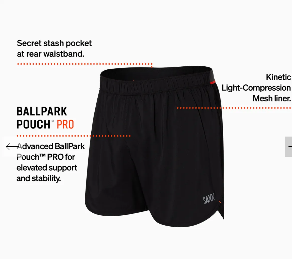Saxx Hightail 2in1 Run Short 5 "Black