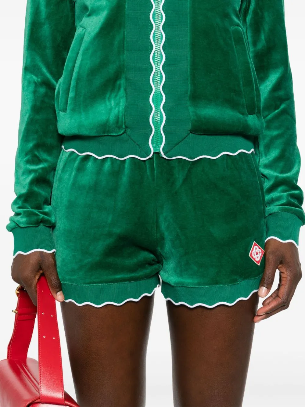 scalloped track shorts