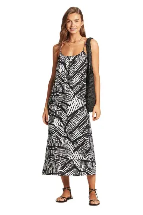 Sea Level Pampas Sundress Black White XS
