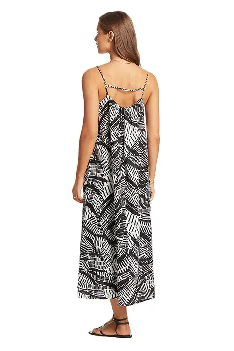 Sea Level Pampas Sundress Black White XS