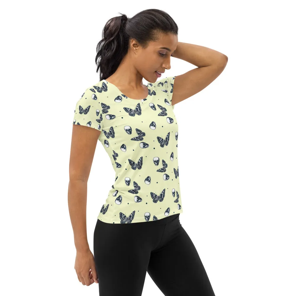 Skull & Butterflies Women's Athletic T-shirt