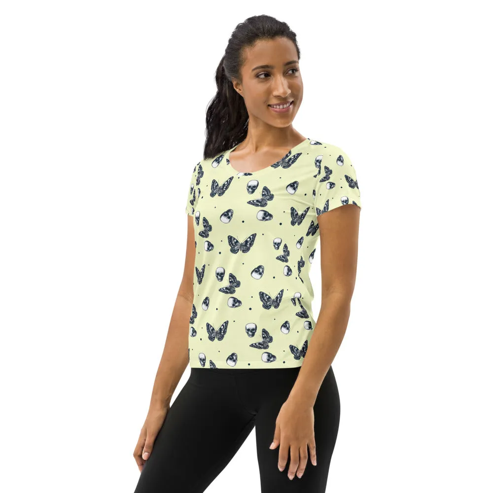 Skull & Butterflies Women's Athletic T-shirt