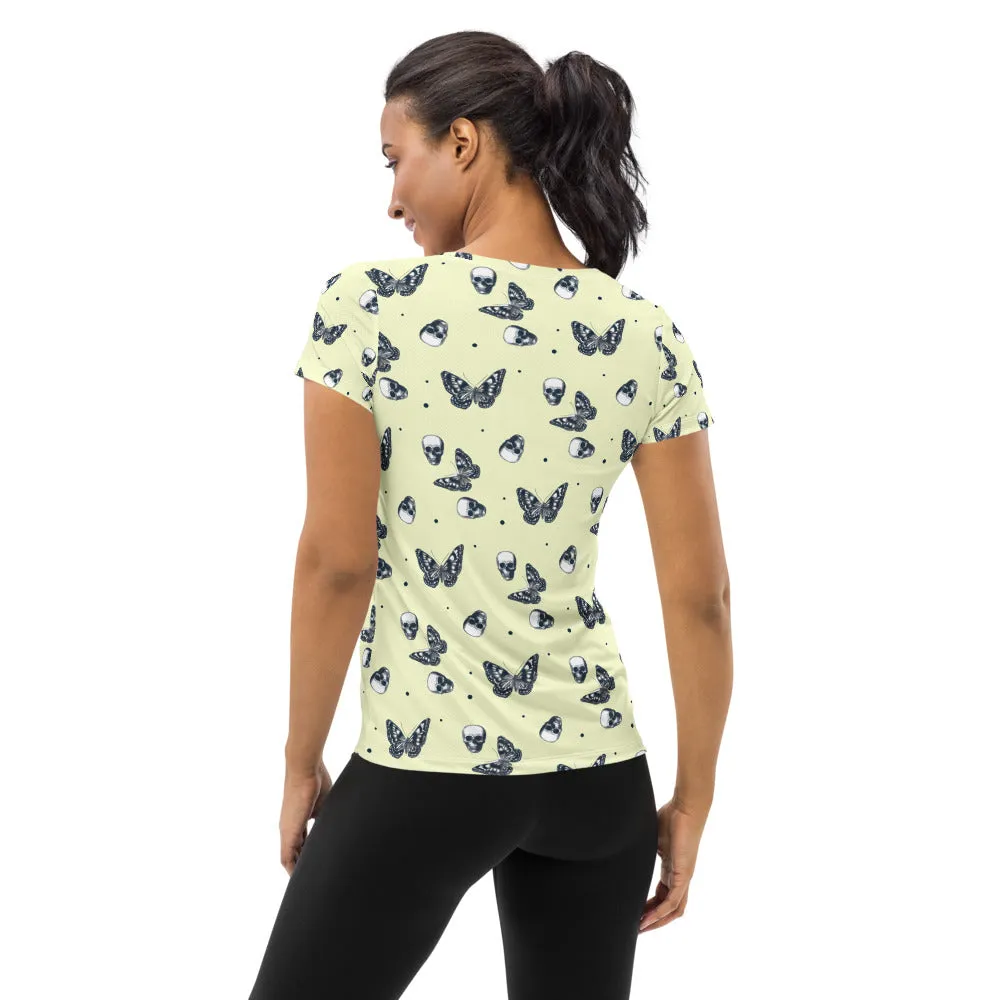 Skull & Butterflies Women's Athletic T-shirt