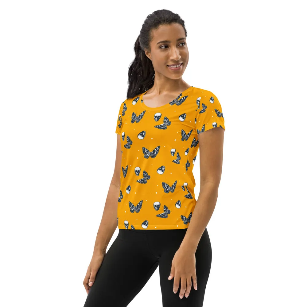 Skulls & Butterflies Women's Athletic T-shirt