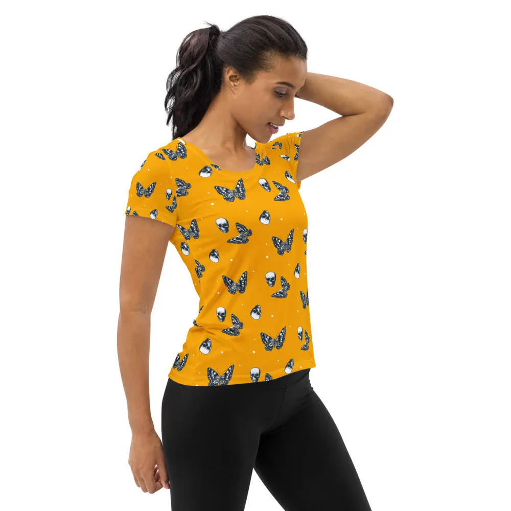 Skulls & Butterflies Women's Athletic T-shirt