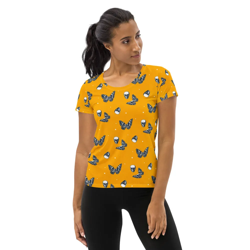 Skulls & Butterflies Women's Athletic T-shirt