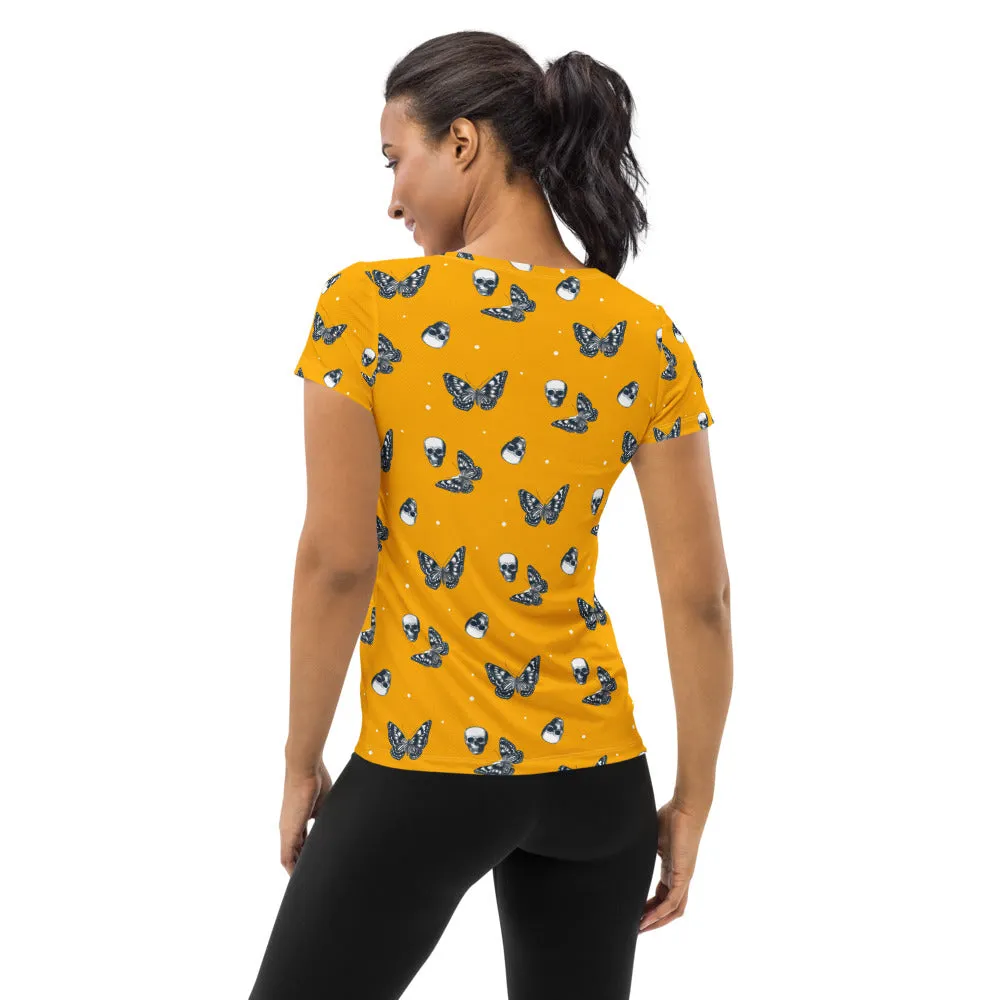 Skulls & Butterflies Women's Athletic T-shirt