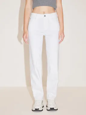 Straight Fit Stretch Cropped Jeans In White