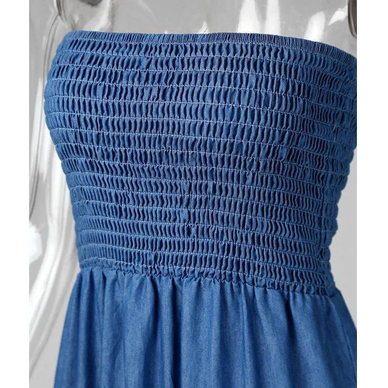 Strapless Maxi Denim Dress