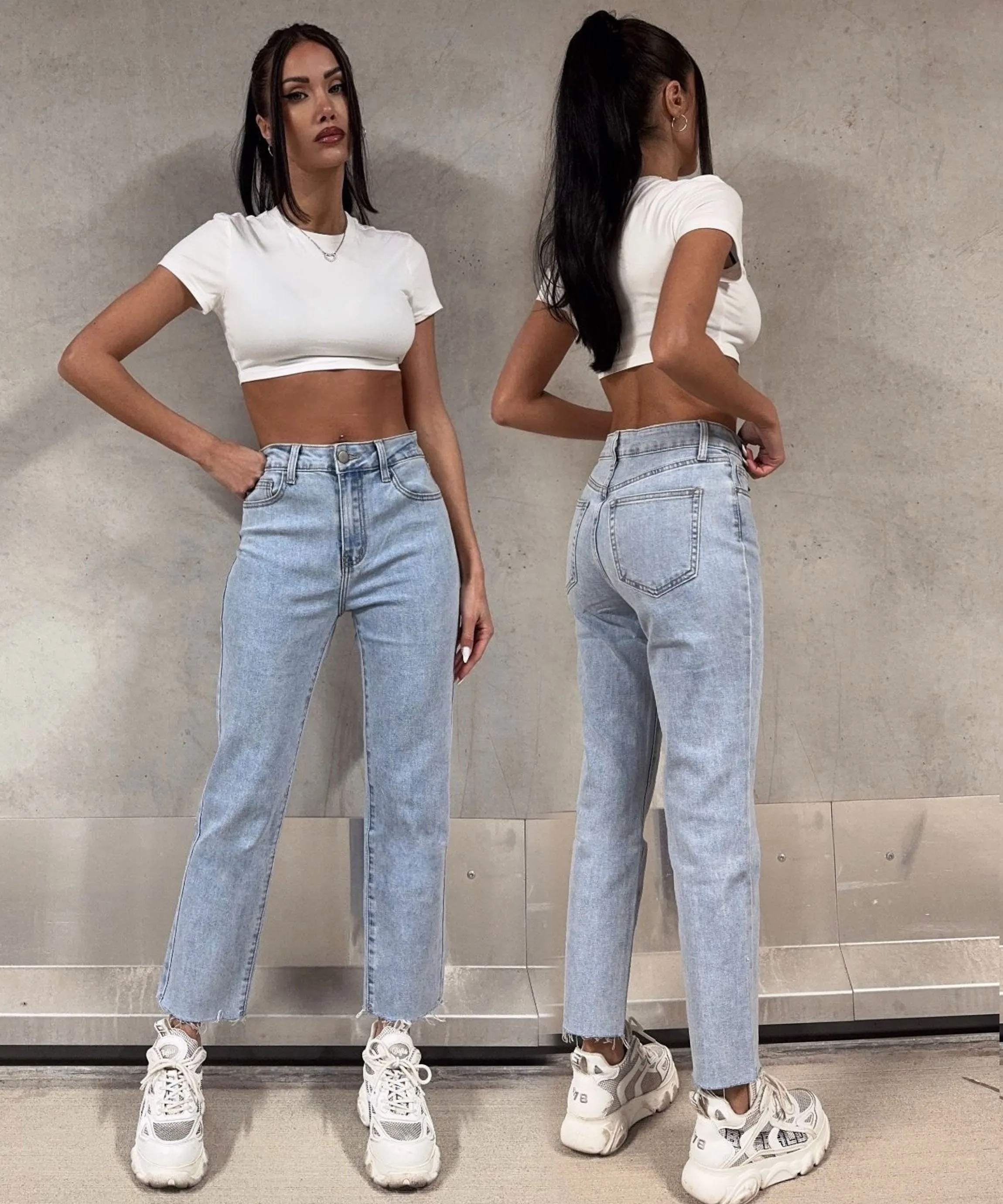 Stretch Mum Jeans Moana Hellblau