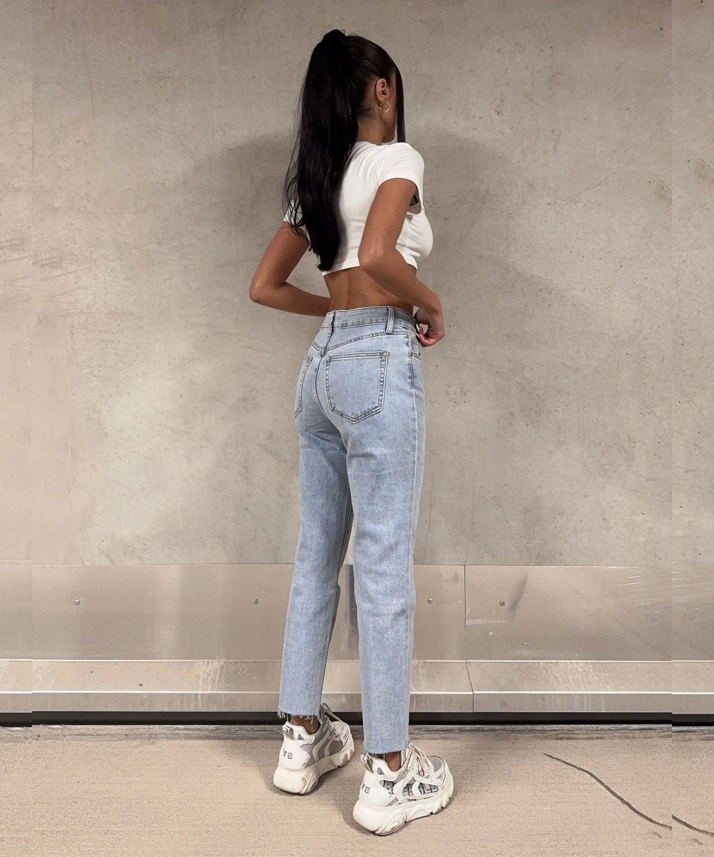 Stretch Mum Jeans Moana Hellblau