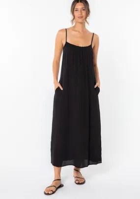 V-BACK DETAIL BLACK MAXI DRESS