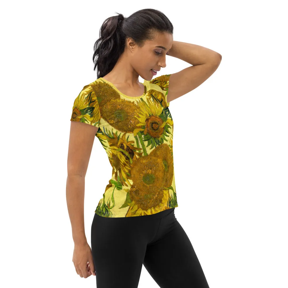 Van Gogh Sunflower Women's Athletic T-shirt