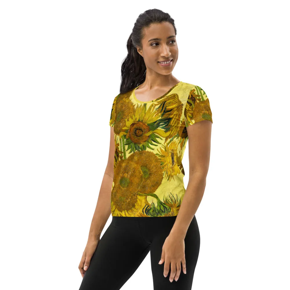 Van Gogh Sunflower Women's Athletic T-shirt