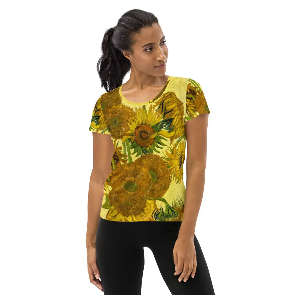 Van Gogh Sunflower Women's Athletic T-shirt