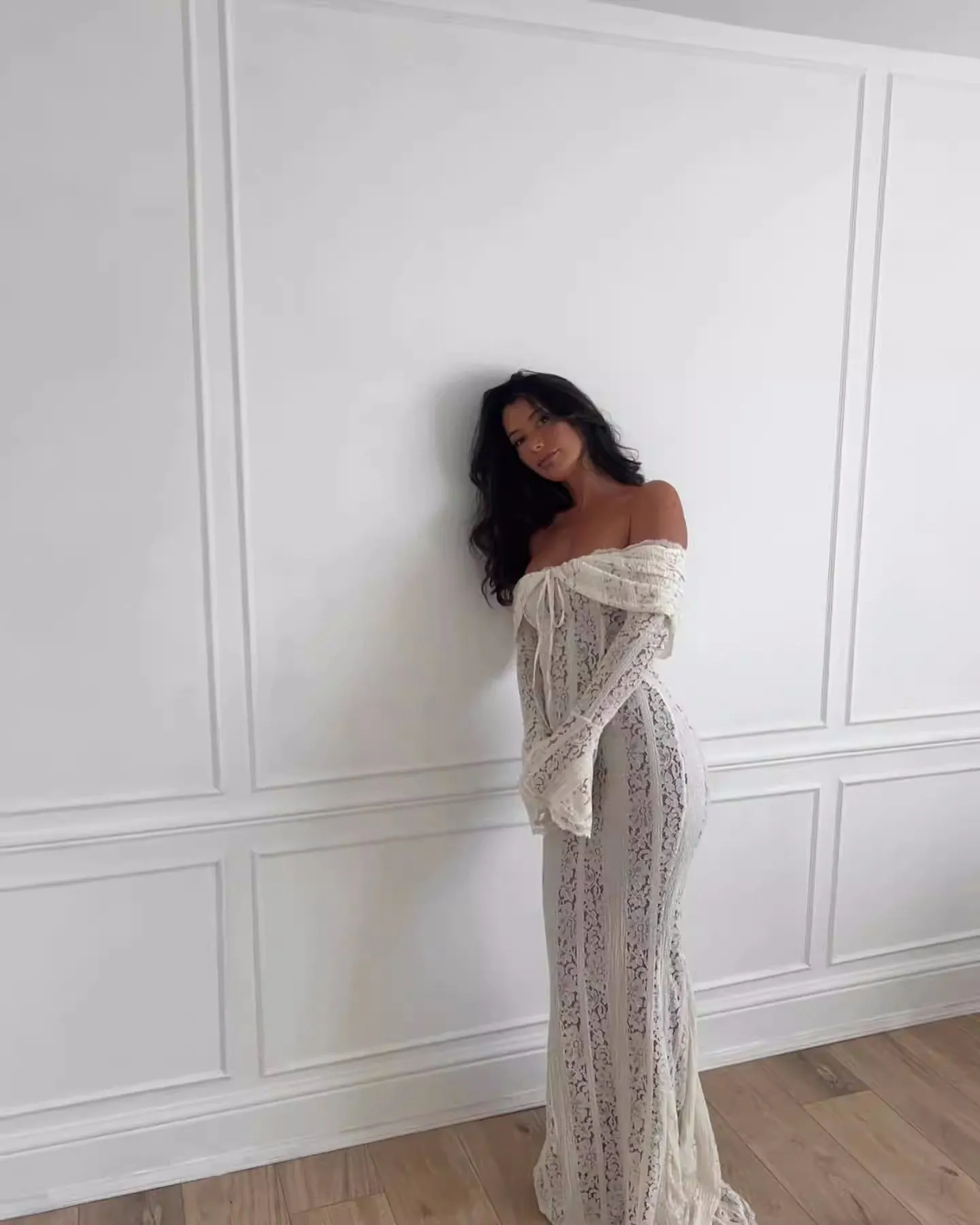 Vvsha Daysi Off Shoulder Lace Maxi Dress