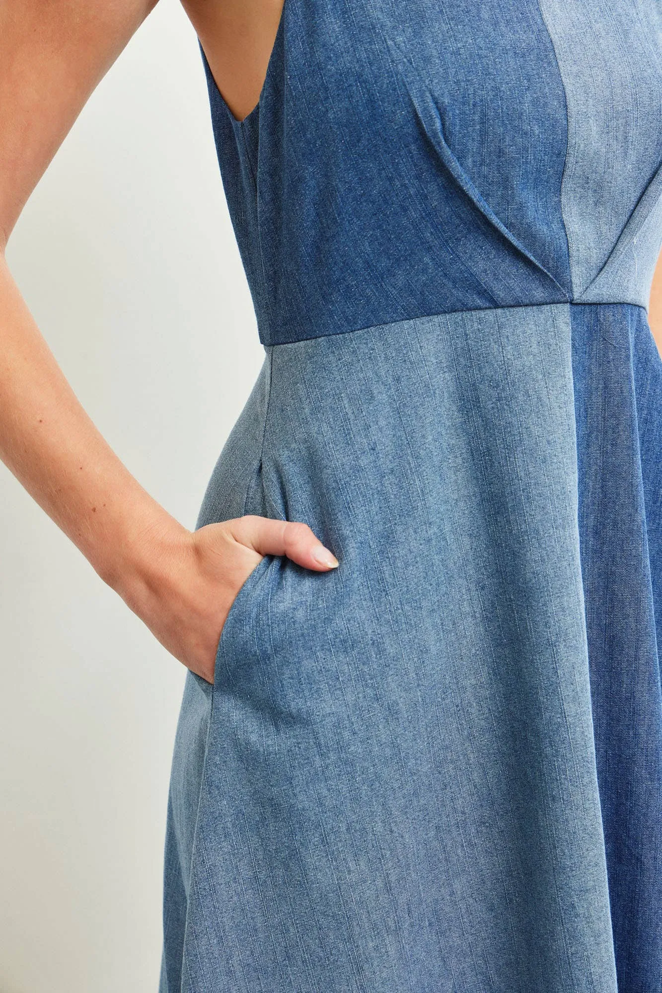 Washed Denim Strap Midi Dress with Pockets | SeaJay's Boutique