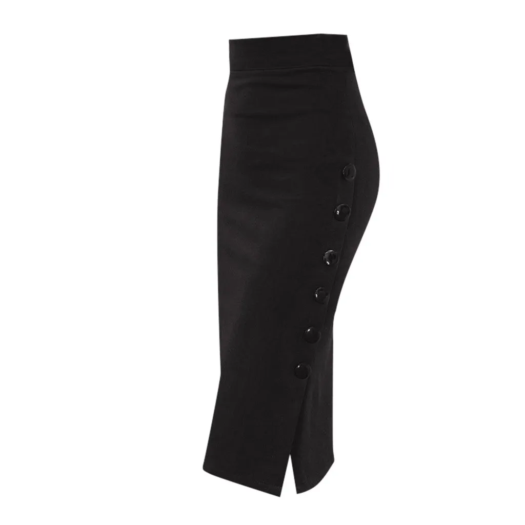 Womail Skirt Women Summer Sexy Casual Pencil Skirt Ladies High Waisted Button Office Skirt Multiple Size NEW 2019 dropship M28