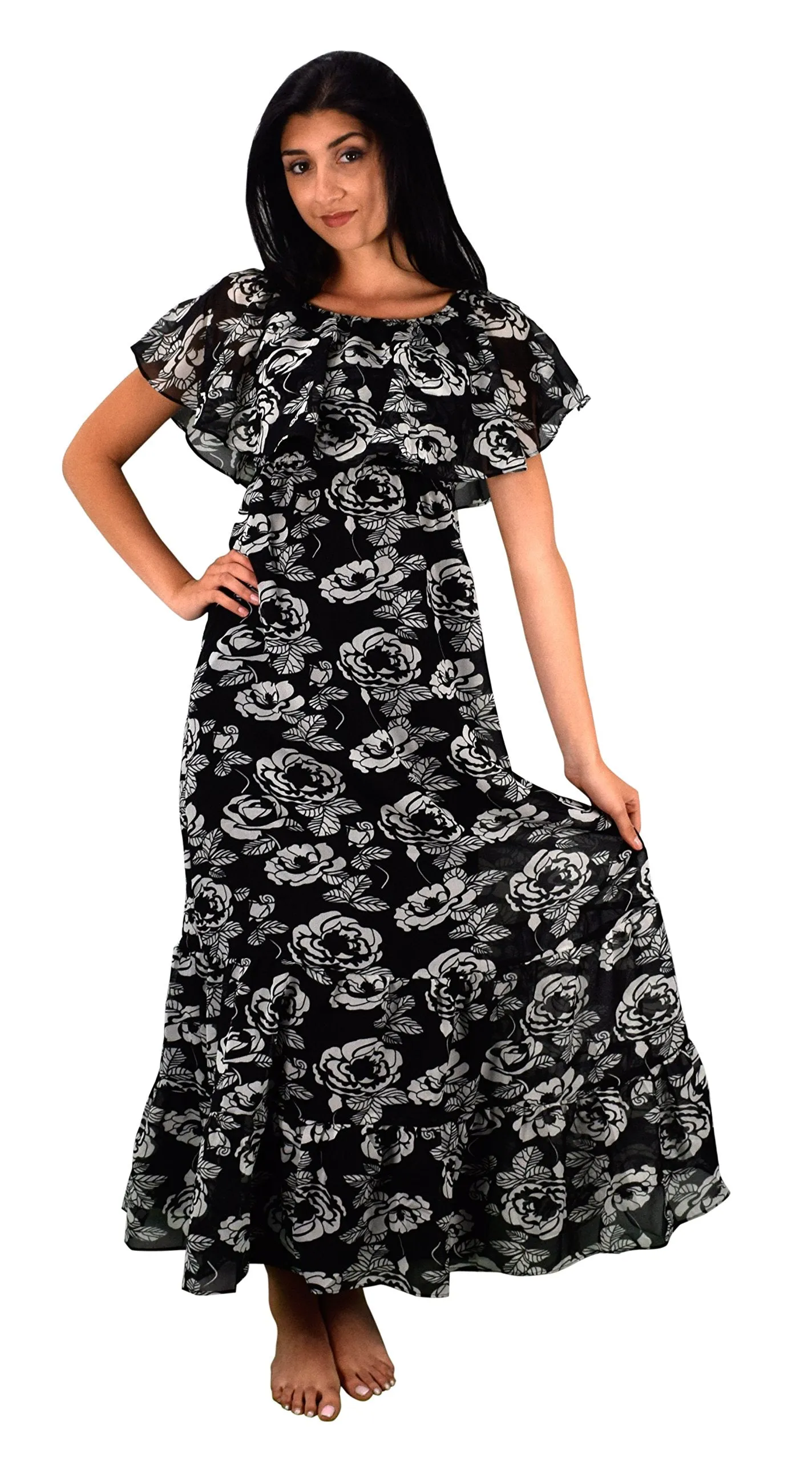 Womens Summer Gypsy Bohemian Vintage Floral Long Maxi Dress