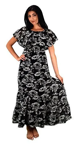 Womens Summer Gypsy Bohemian Vintage Floral Long Maxi Dress
