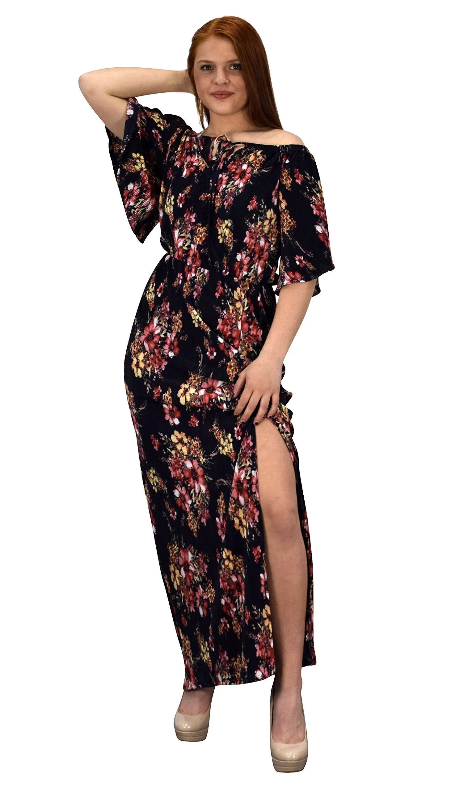 Womens Summer Gypsy Bohemian Vintage Floral Long Maxi Dress